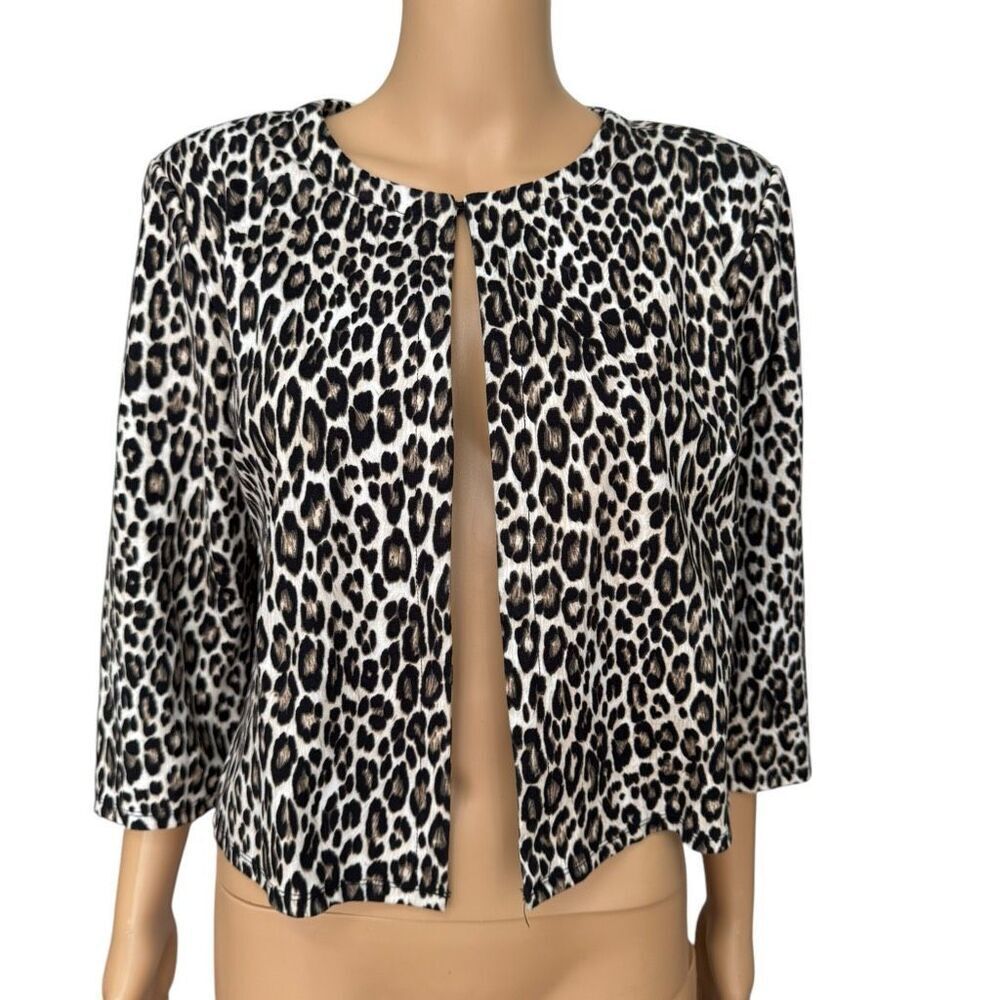 Philosophy Leopard Print Open-Front Cropped Blaze… - image 2